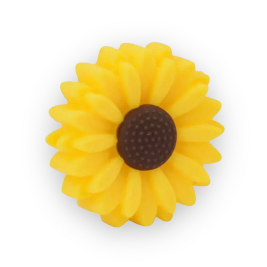 X154- Yellow Sunflower  Silicone (1 Count) Focal Beads