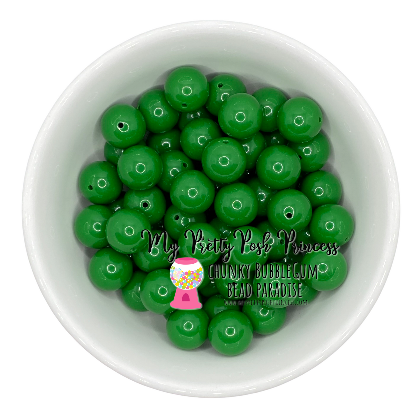 #343 -  20mm Christmas Green Solid Acrylic Beads (1 Count)