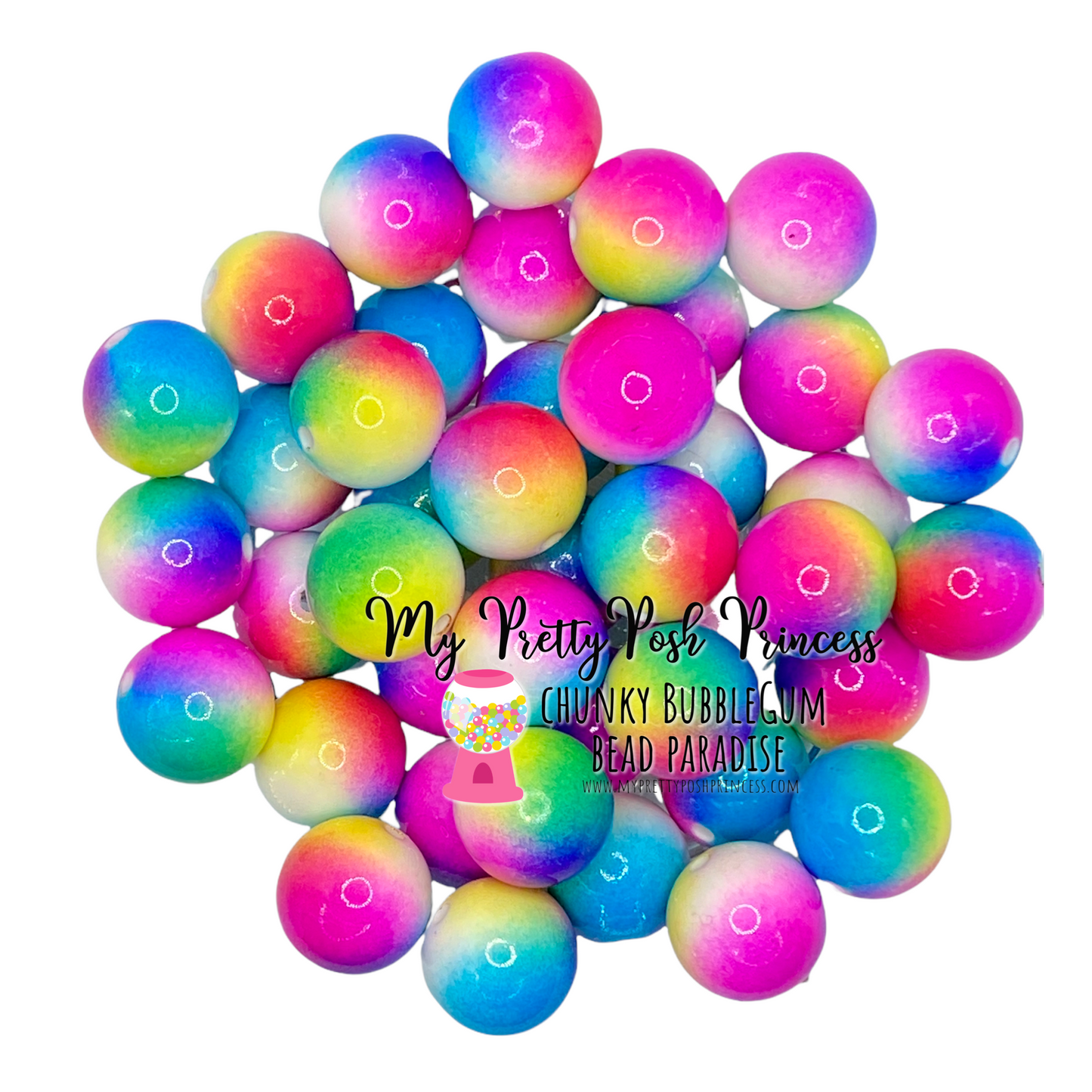 #522 - 20mm “Rainbow” Ombre Beads  (1 Count)