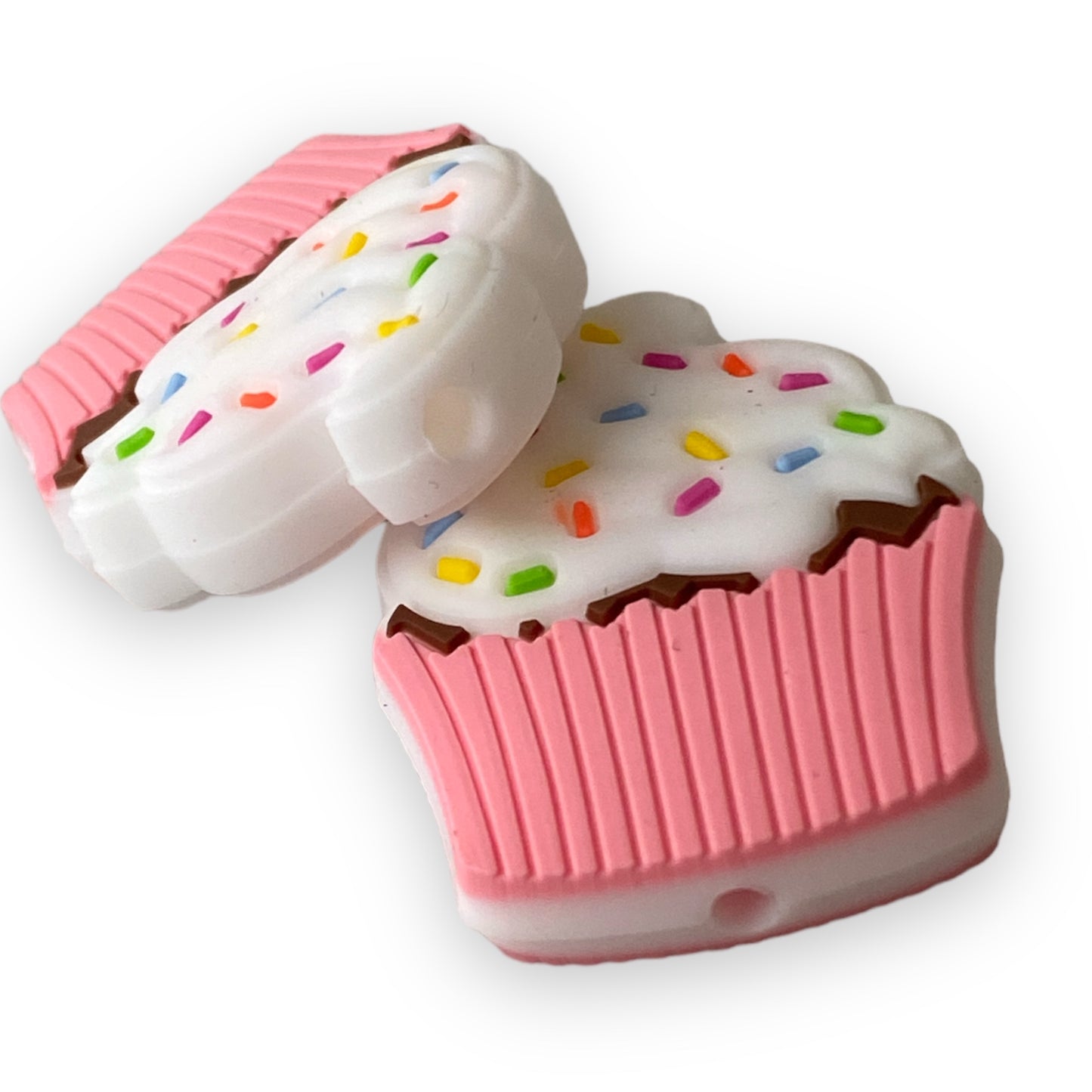 X115-  “Pink Cupcakes ” Silicone (1 Count) Focal Bead