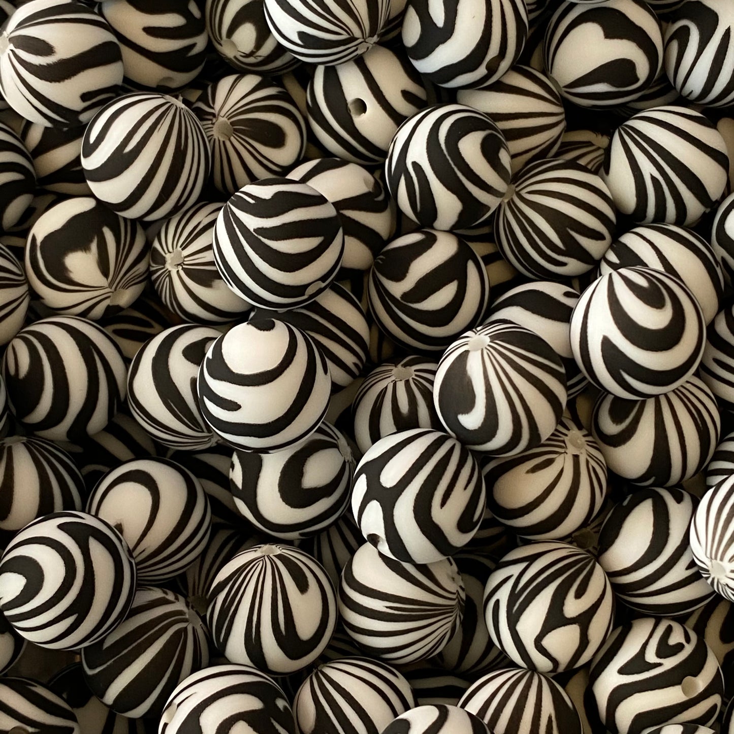 A-6022- 15mm "Zebra"  Silicone Beads