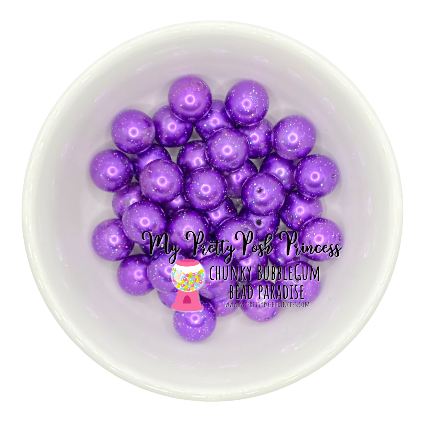 #513 - 20mm Purple Glitter Pearl Acrylic Beads (1 Count)