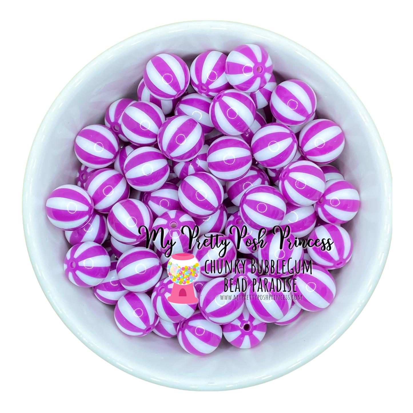 #830 - 20mm Purple "Beach Balls"  Acrylic Beads (1 Count)