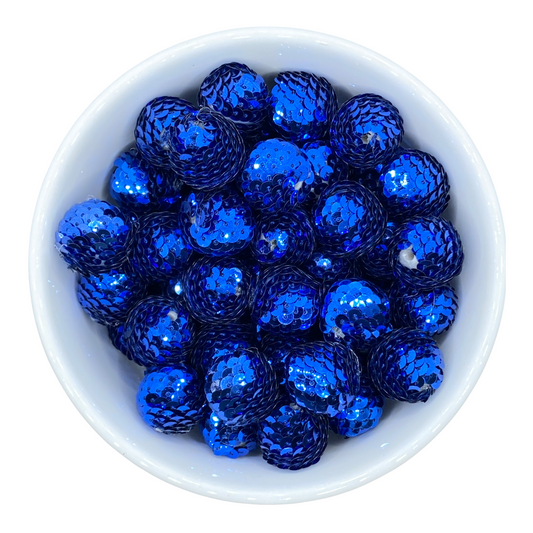 W317- 20mm Royal Blue Sequin Acrylic Beads (1 Count)