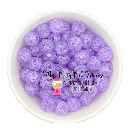 #588 - 20mm Purple "Lace"  Acrylic Beads (1 Count)