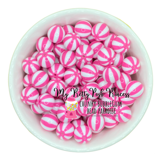 #827 - 20mm Dark Pink "Beach Balls"  Acrylic Beads (1 Count)