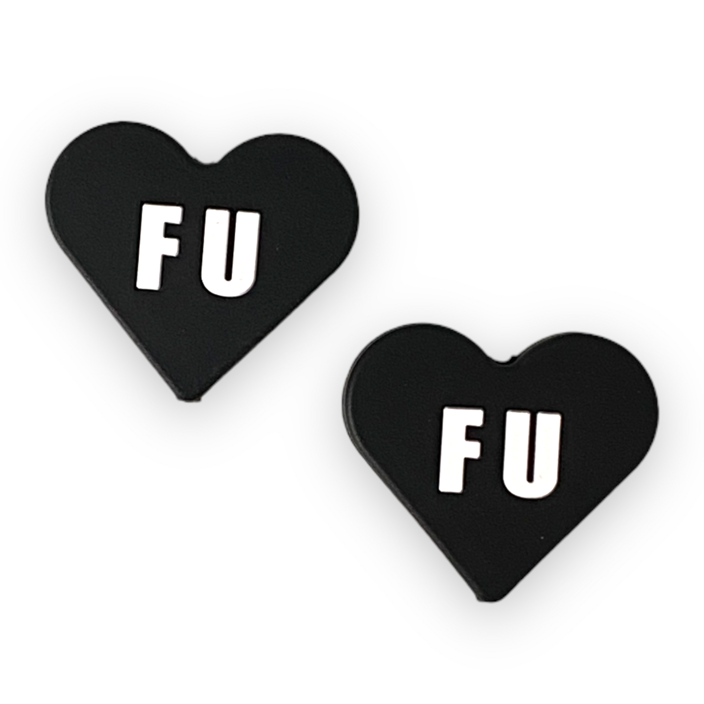 h851 -  “FU” Candy Heart   Silicone Focal Bead (1 Count)