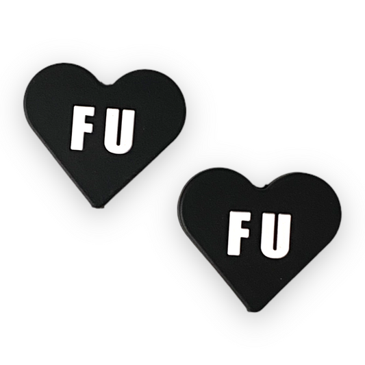 h851 -  “FU” Candy Heart   Silicone Focal Bead (1 Count)