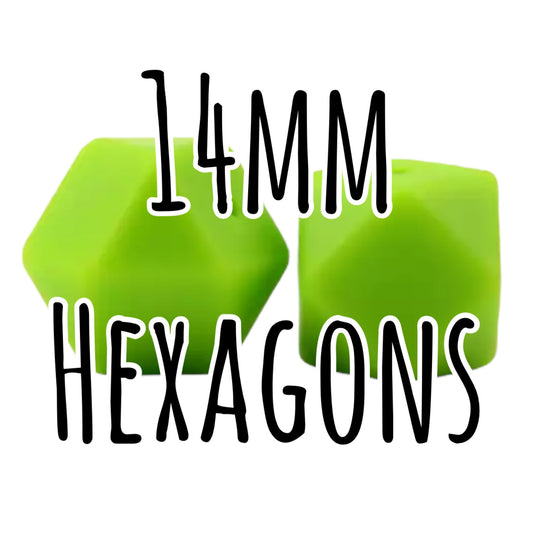 Hexagon-- 14mm-- Silicone  Beads