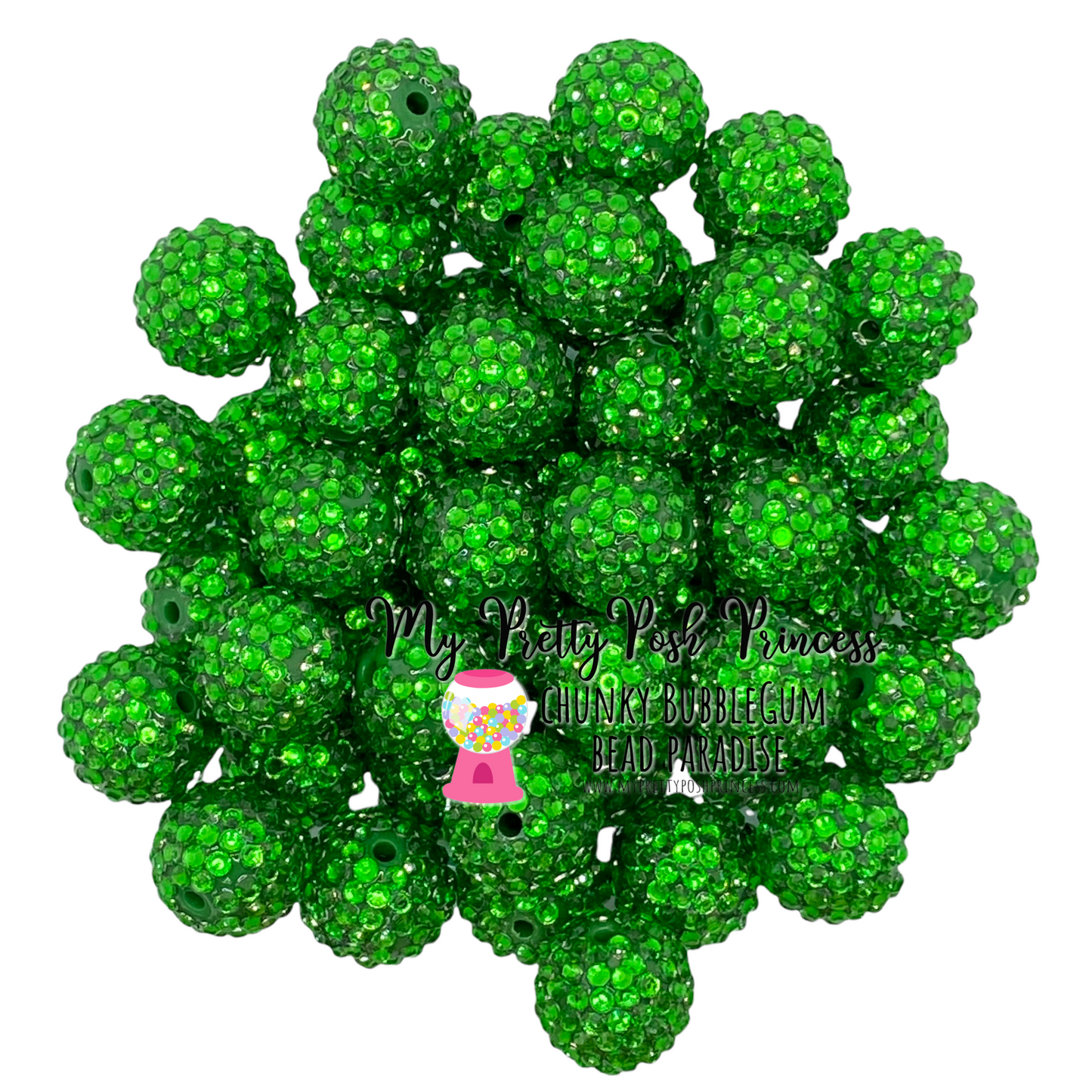 #1063 - R3- 20mm Christmas Green Rhinestone  Beads  (1 Count)