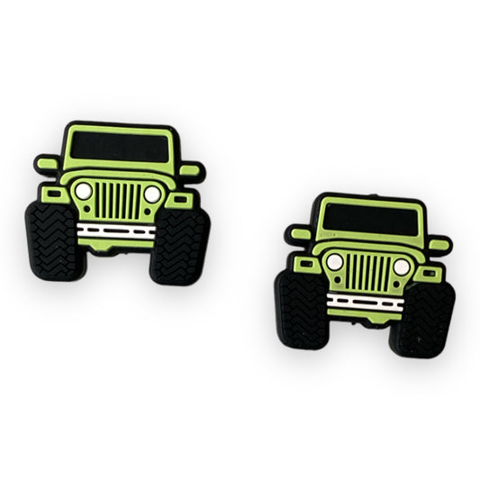 h1049  - Lime Truck Focal Bead Silicone Focal Bead (1 Count)