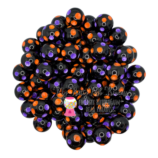 #968 - 20mm  Halloween Polka Dots Acrylic Beads  (1 Count)