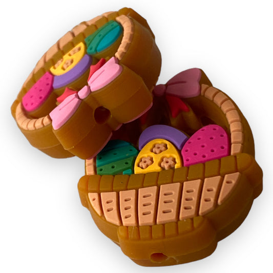 h882 -  “Easter Basket” Silicone Focal Bead (1 Count)