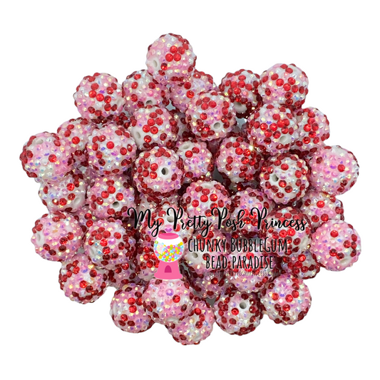 #1172 - R108- 20mm Valentines Day Confetti Rhinestone  Beads (10 Count)