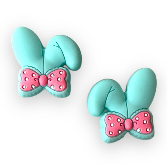 h856 - Light Aqua Bunny Ears Focal Bead Silicone Focal Beads (1 Count)