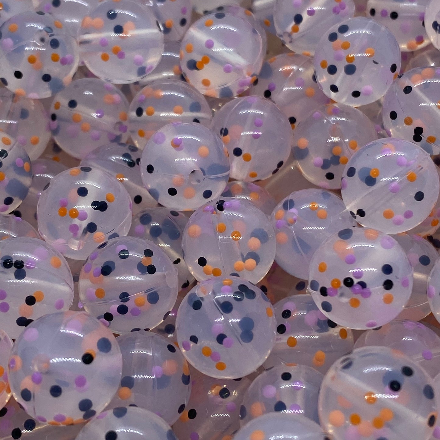 T291- 15mm Halloween Confetti Silicone  Beads