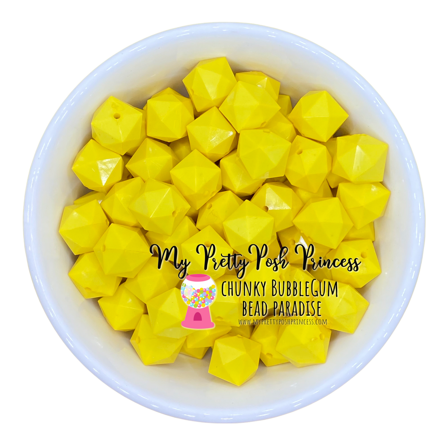 #670 - 20mm Yellow "Cube" Acrylic Beads (1 Count)