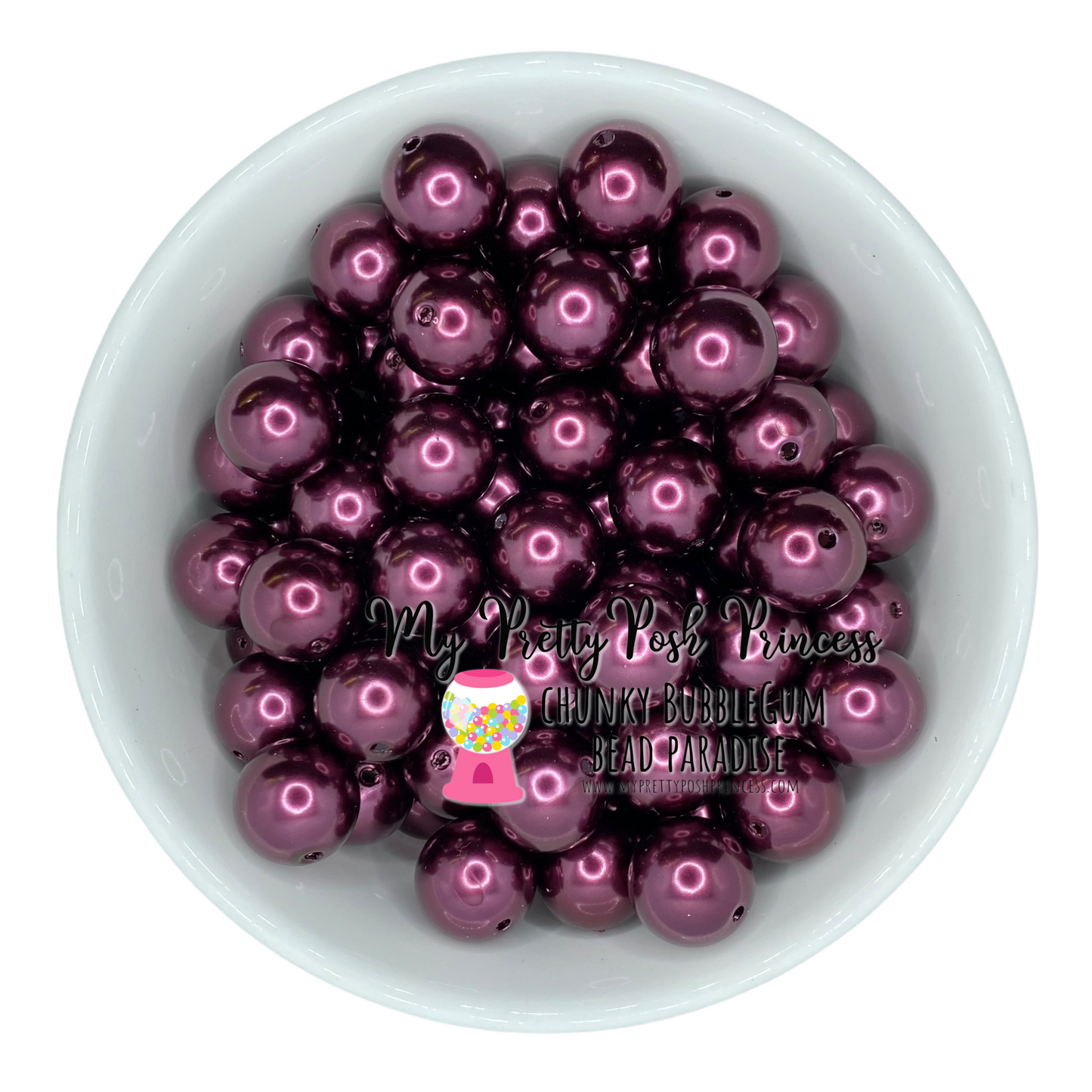 #88 - a42- 12mm Maroon  Pearl  Acrylic Beads  (20 Count)