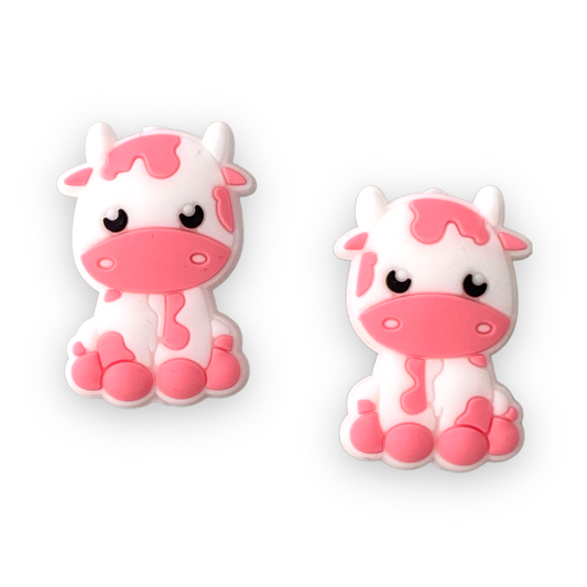 X462 - Pink Cow Silicone  (1 Count) Focal Bead