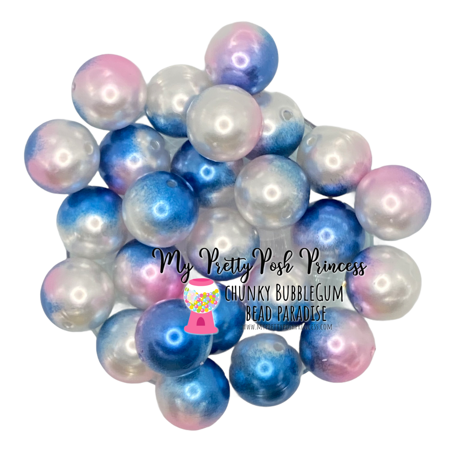 #534 - 20mm “Light Pink & Blue” Ombre  Pearls  (1 Count)