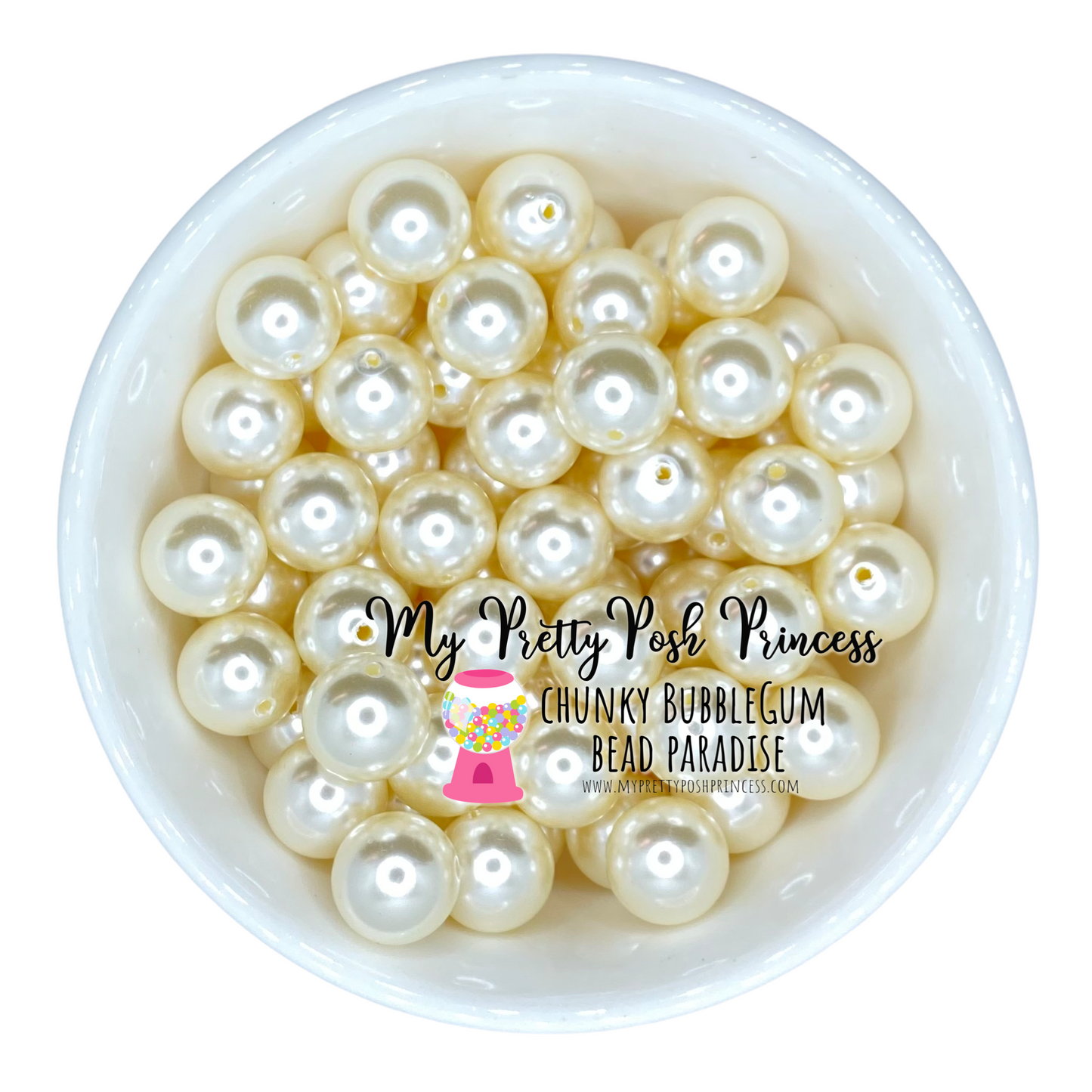 #87 - a41- 12mm Ivory  Pearl Acrylic Beads  (20 Count)