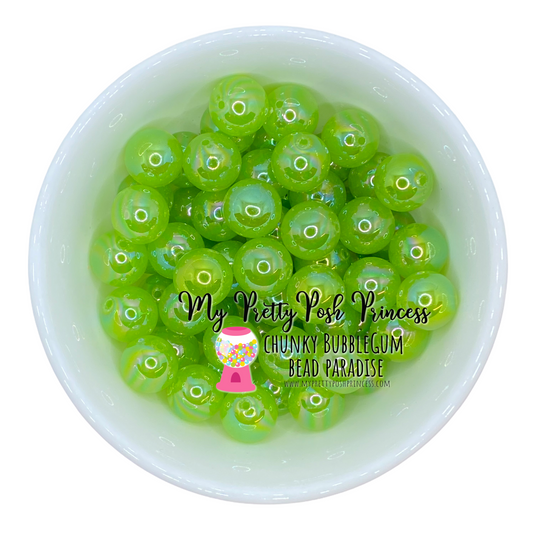 #642 -20mm Lime Jelly Bubbles  Acrylic Beads (1 Count)