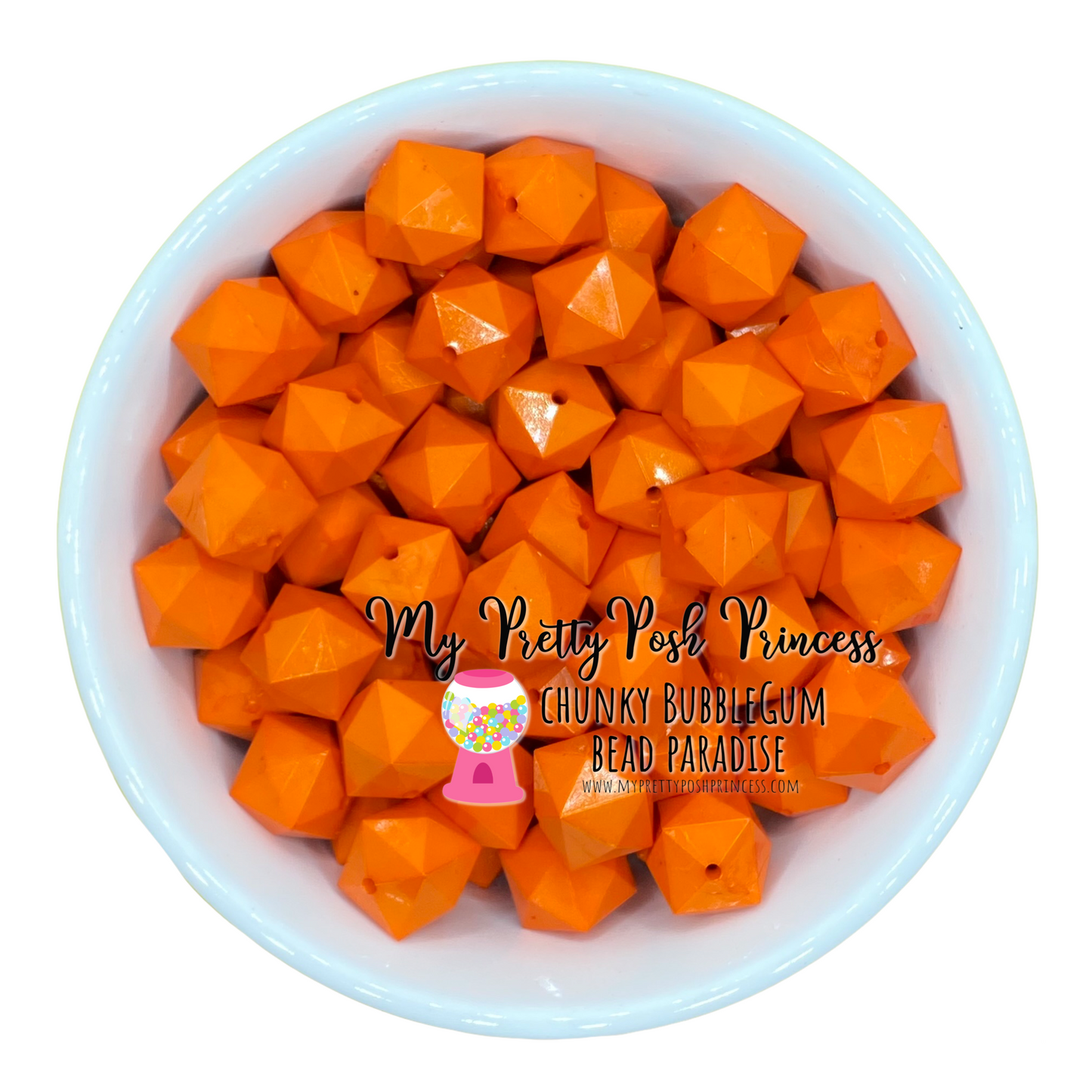 #668 - 20mm Orange "Cube" Acrylic Beads (1 Count)