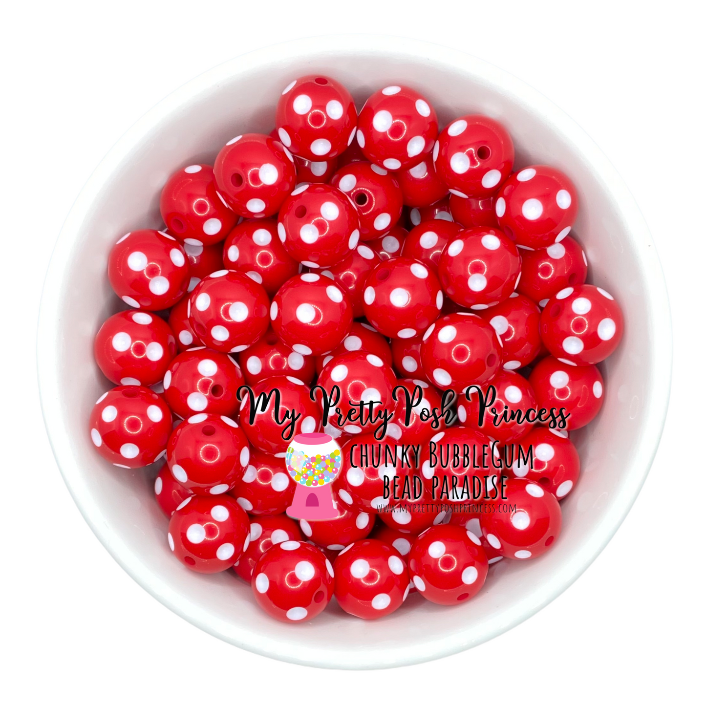 #991 - 20mm Red Polka Dot Acrylic  Beads (1 Count)