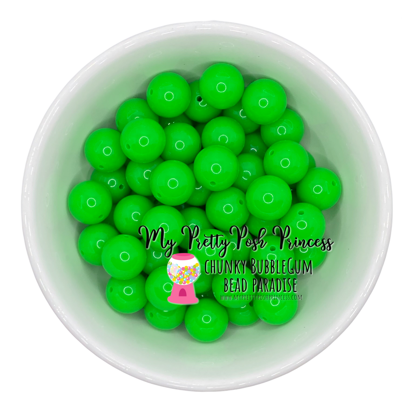 #363 -  20mm Neon Green Solid  Acrylic Beads (1 Count)