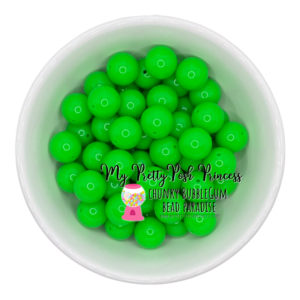 neon green glow in the dark 20mm bubblegum beads