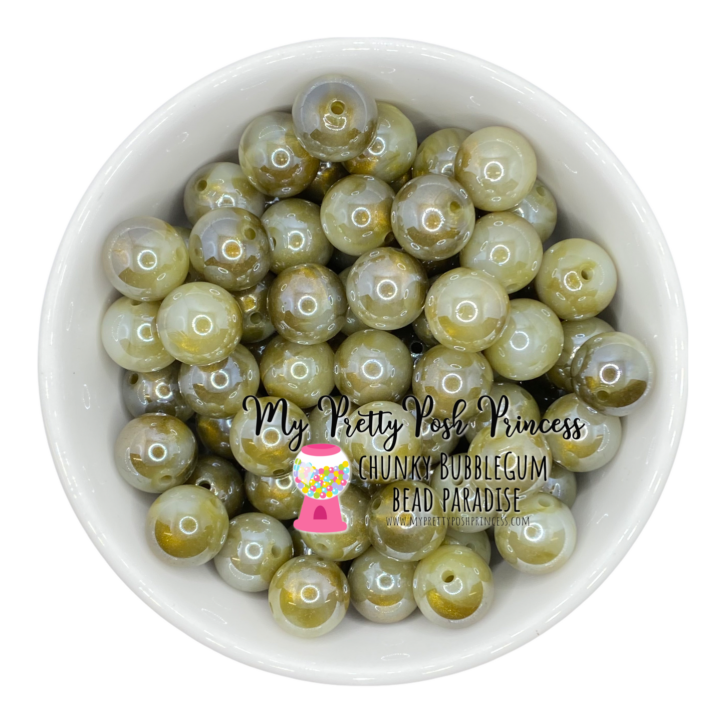 W310- 20mm  Olive Galaxy Pearlescent  Acrylic Beads (10 Count)