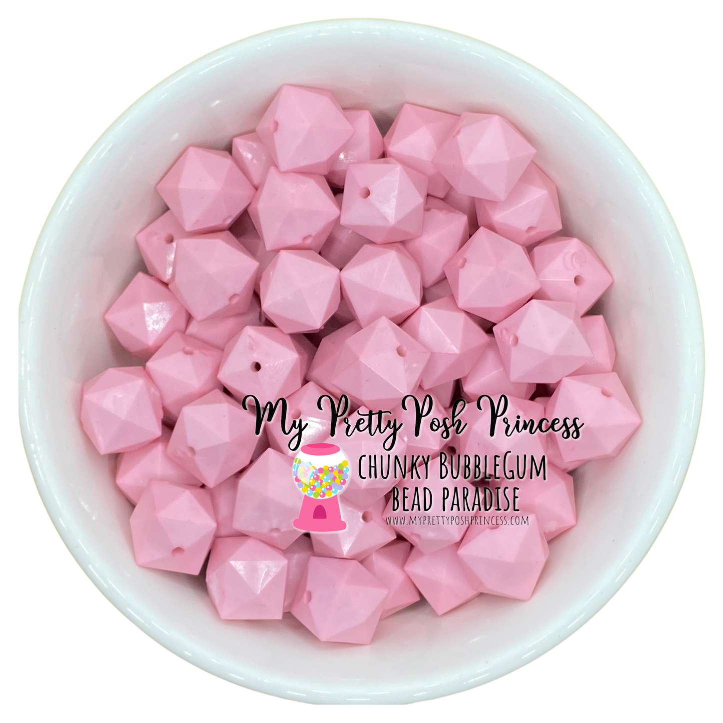 #671 - 20mm Light Pink "Cube" Acrylic Beads (1 Count)