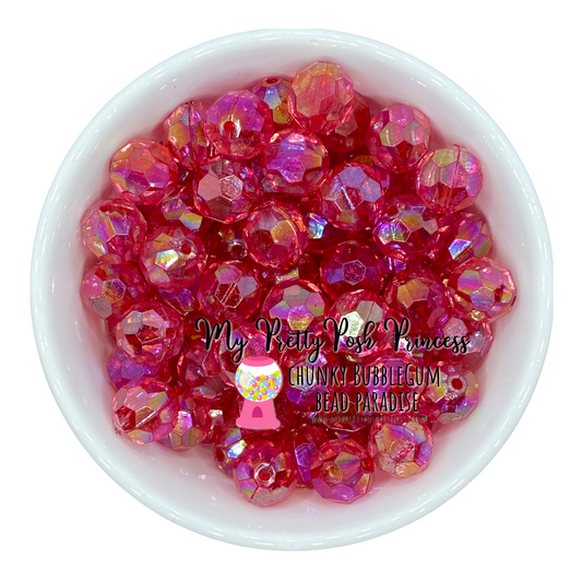 #928 - 20mm Red  Faceted AB Acrylic Beads (1 Count)