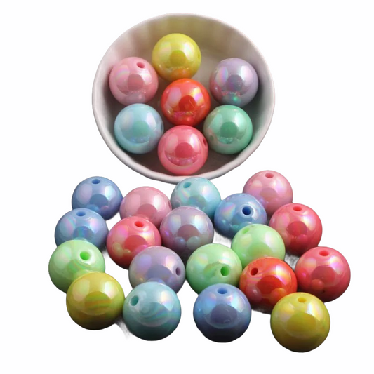 K- 525- 20mm Pastel AB Solids  100 Count Beads Mix