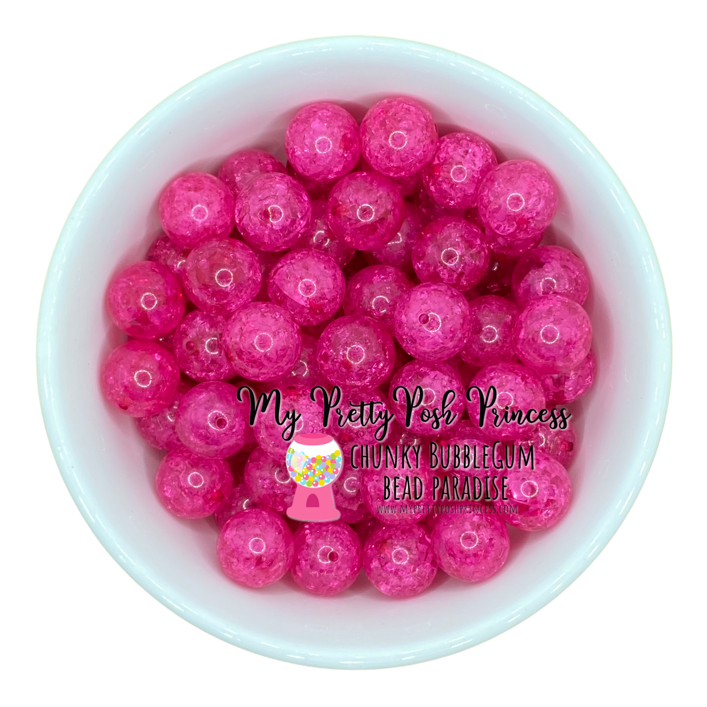 #613 - 20mm Dark Pink  "Crackle" Acrylic Beads (1 Count)