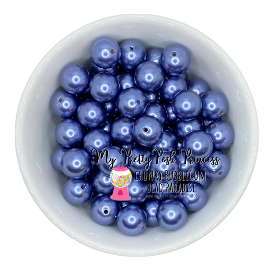 #109 - a72- 12mm Blue  Pearl Acrylic Beads  (20 Count)