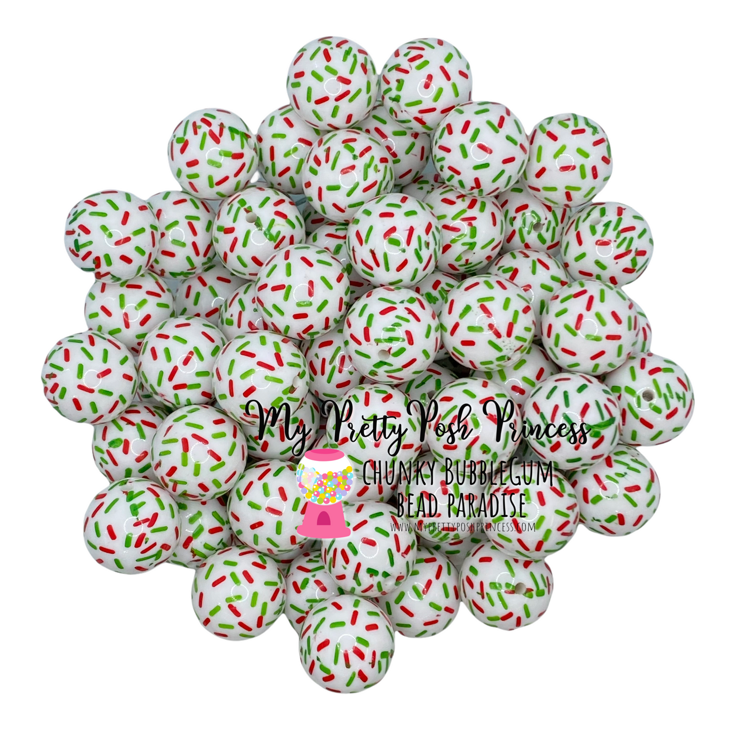 #148- 12mm Christmas Sprinkles Acrylic Beads (20 Count)