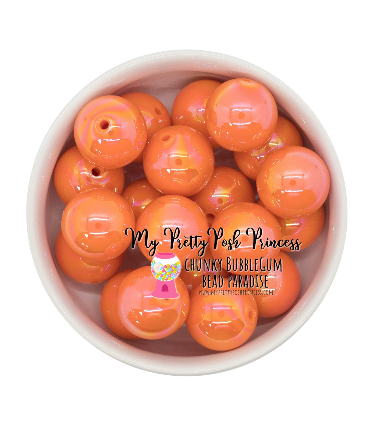 #444- - 20mm Orange AB Solid Acrylic Beads (1 Count)