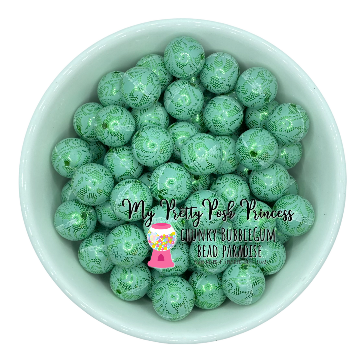 #867  - 20mm Green “Pearl Lace"  Acrylic Beads (1 Count)