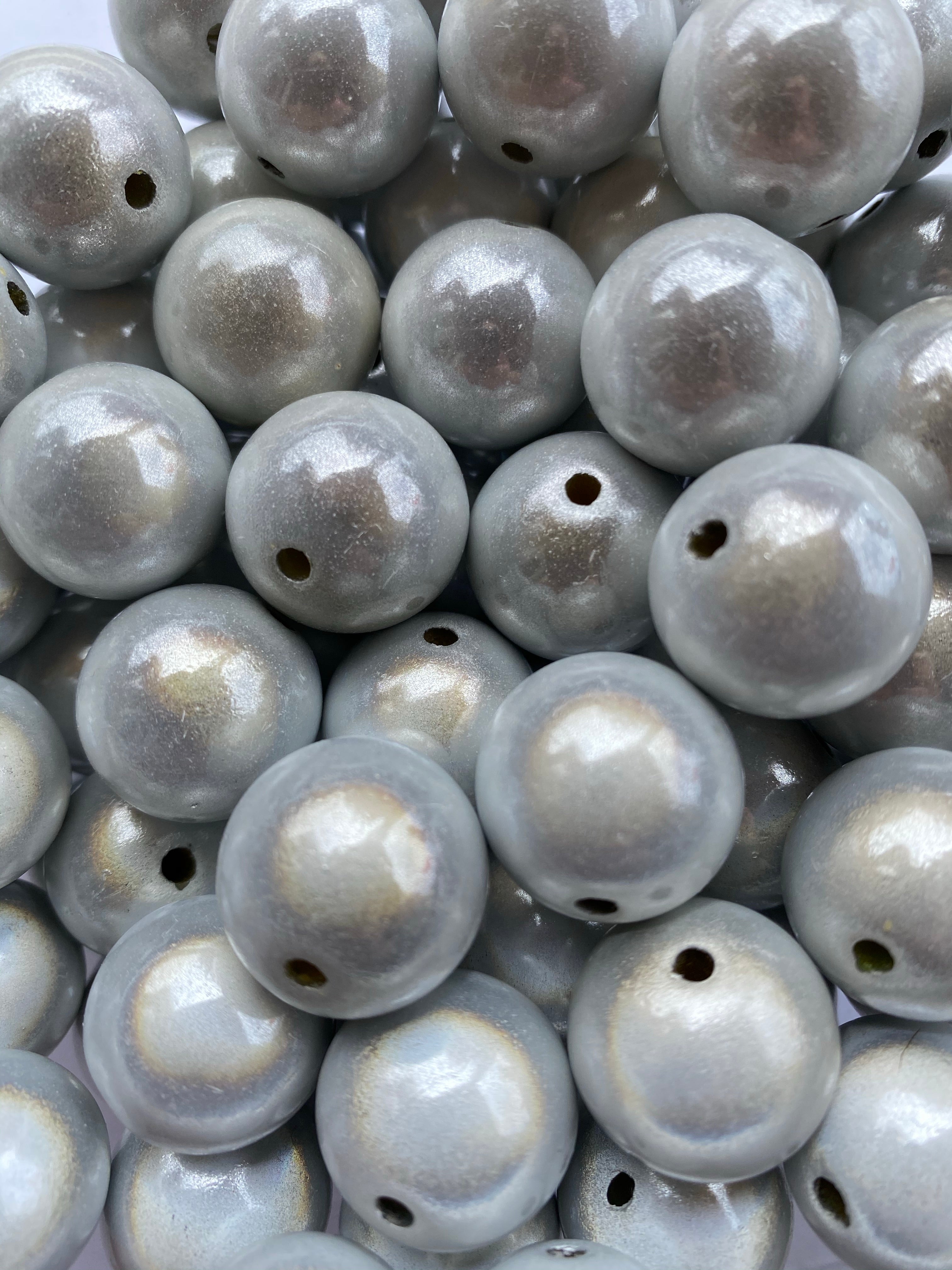 Czech 2mm Glass Firepolished Round Beads Clear Iridescent Grey
