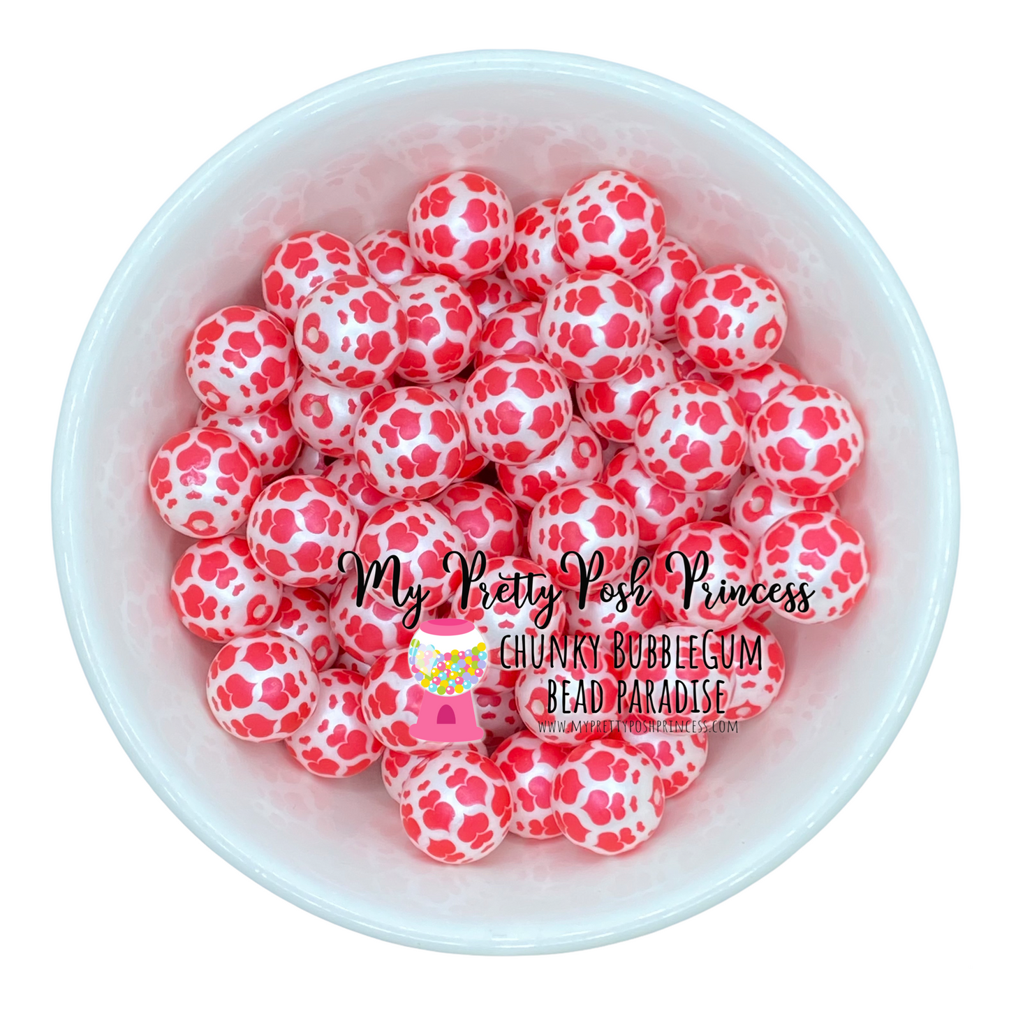 W371- 20mm Red Bubble Hearts Acrylic Beads (1 Count)