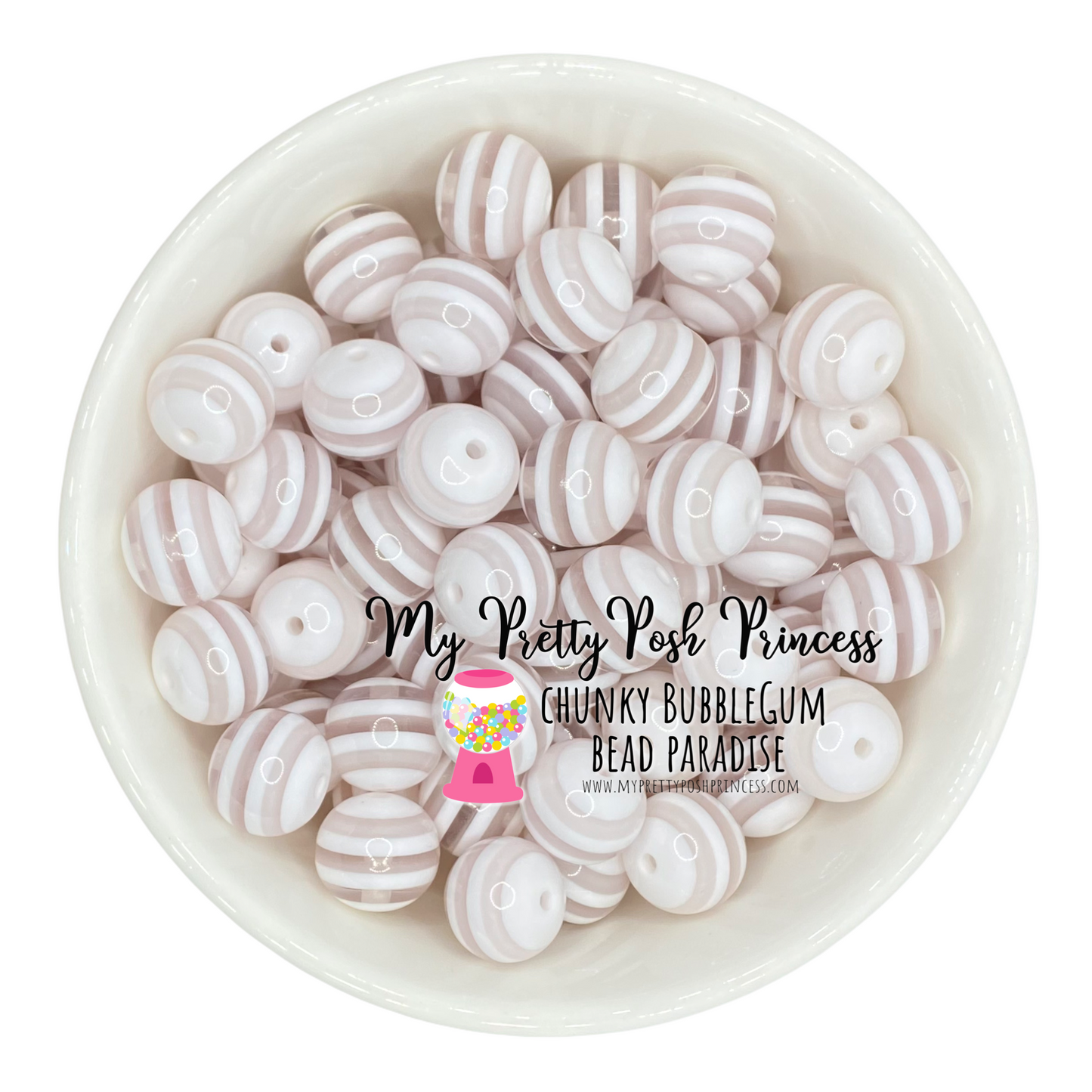 #1045 - 20mm White Striped Acrylic Beads (1 Count)