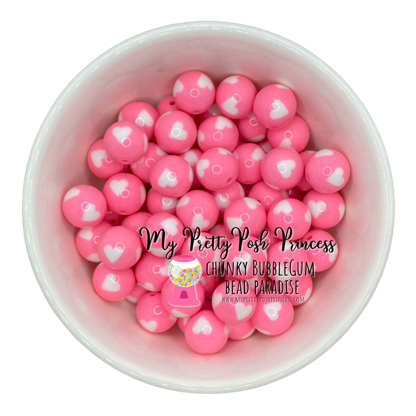 pt55- 12mm  Light Pink Heart Acrylic  Beads (20 Count)