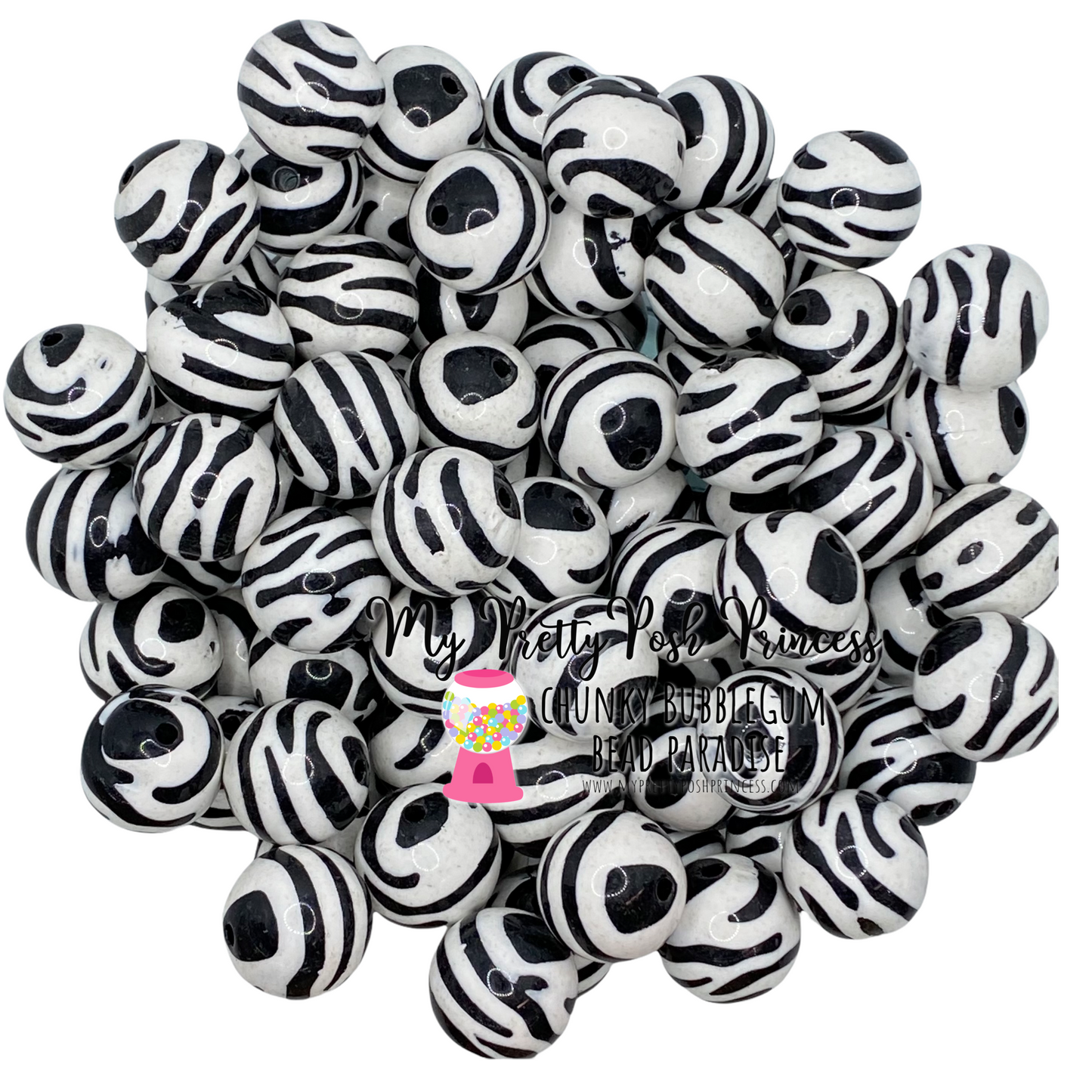 #545 - 20mm Zebra  Acrylic Beads (1 Count)