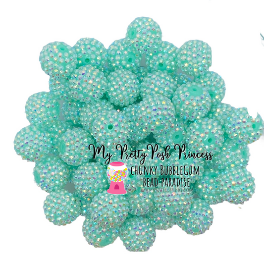 #1073 - R12- 20mm Bright Wintergreen AB Rhinestone  Beads (10 Count)