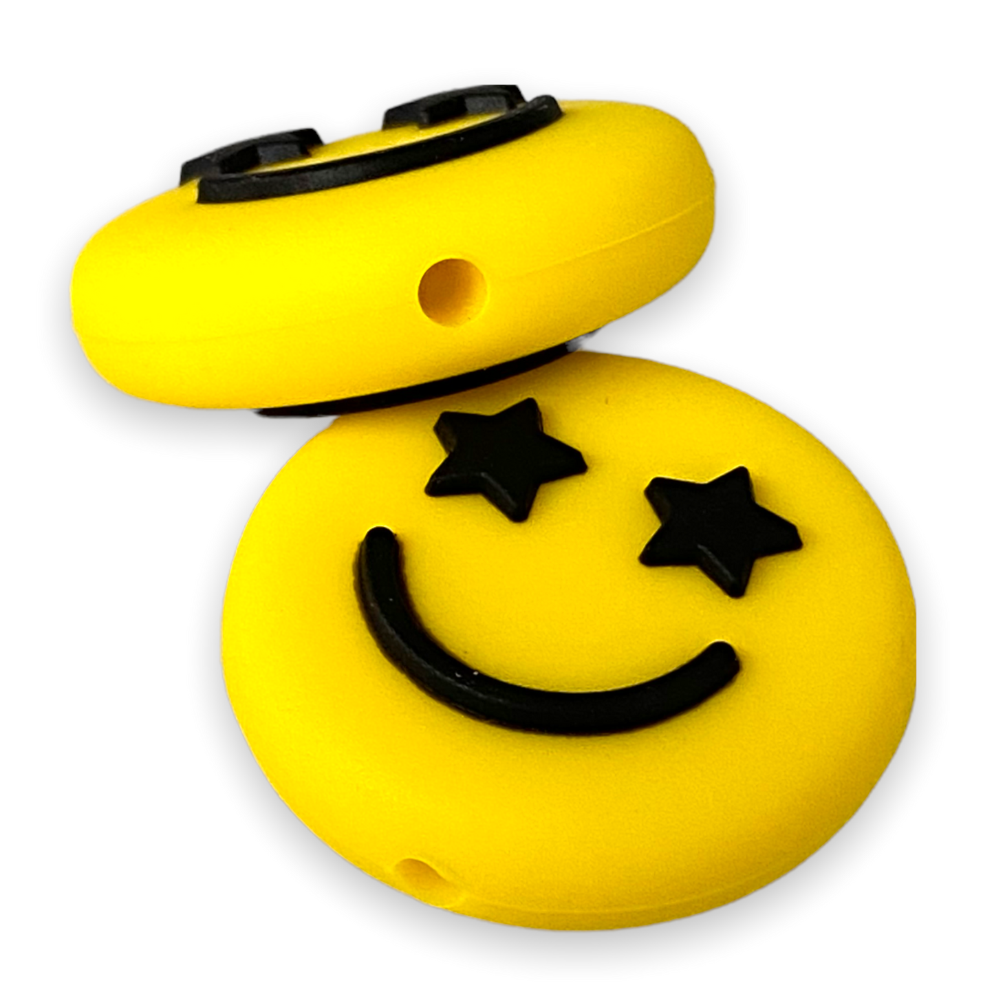 T418 - Yellow Happy  Focal Silicone Beads (1 Count)