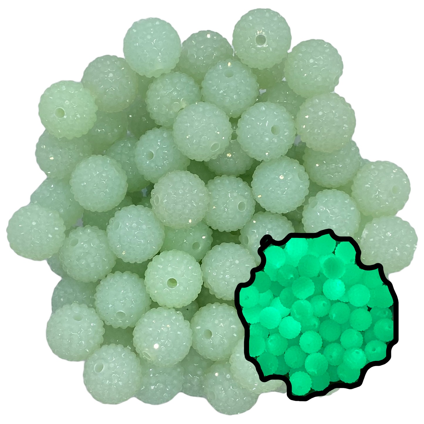 #274 - 12mm  Glow In The Dark Jelly Rhinestone Acrylic Beads (20 Count)