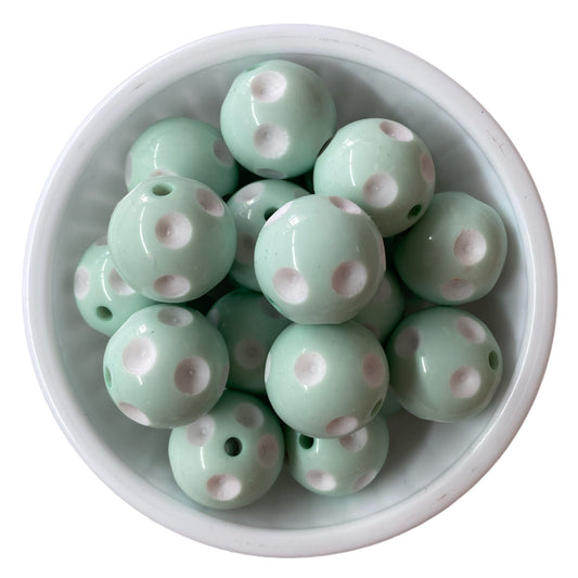 #847 20mm Mint Dots Acrylic Beads (1 Count)