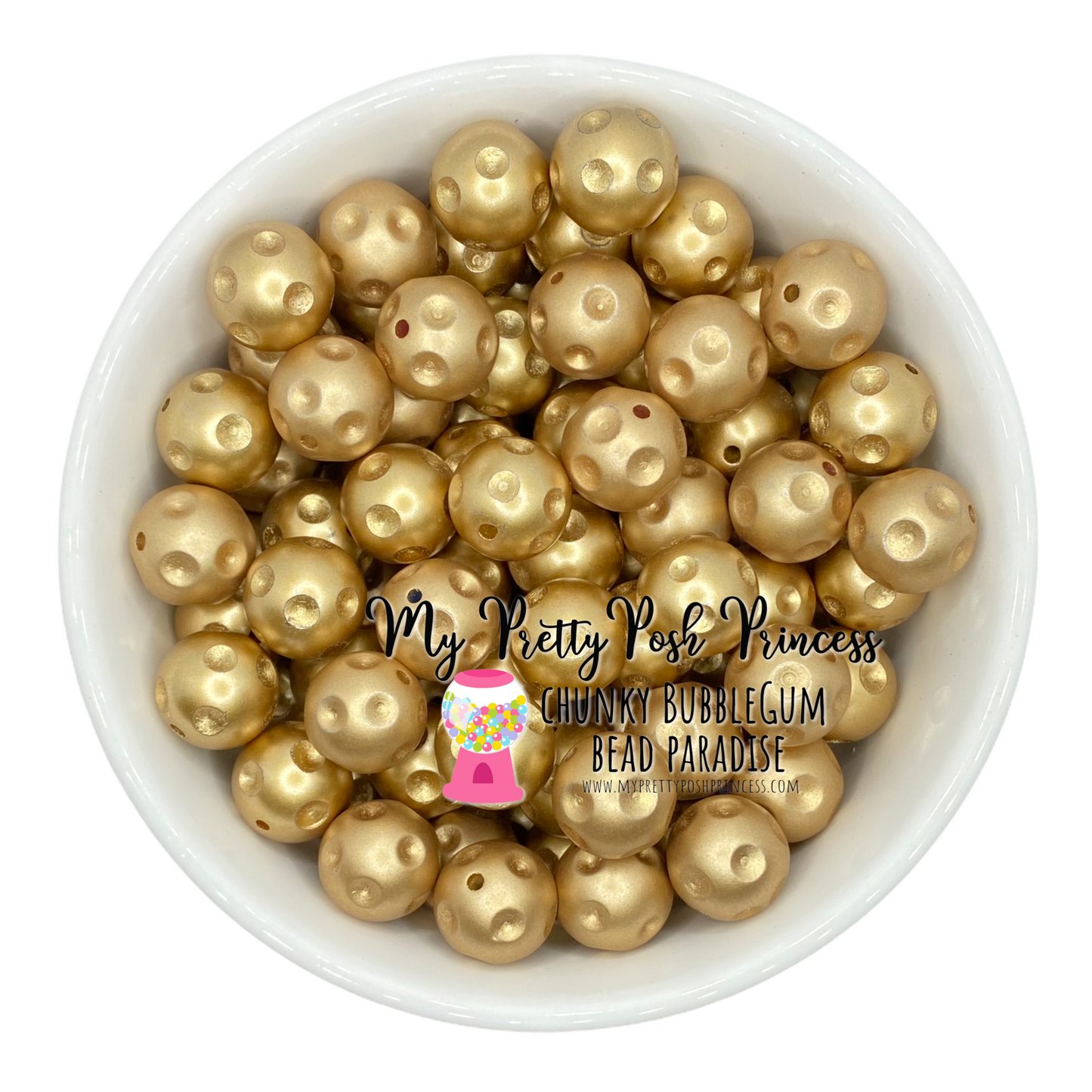 #1004 - 20mm Gold Polka Dot Acrylic Beads (1 Count)