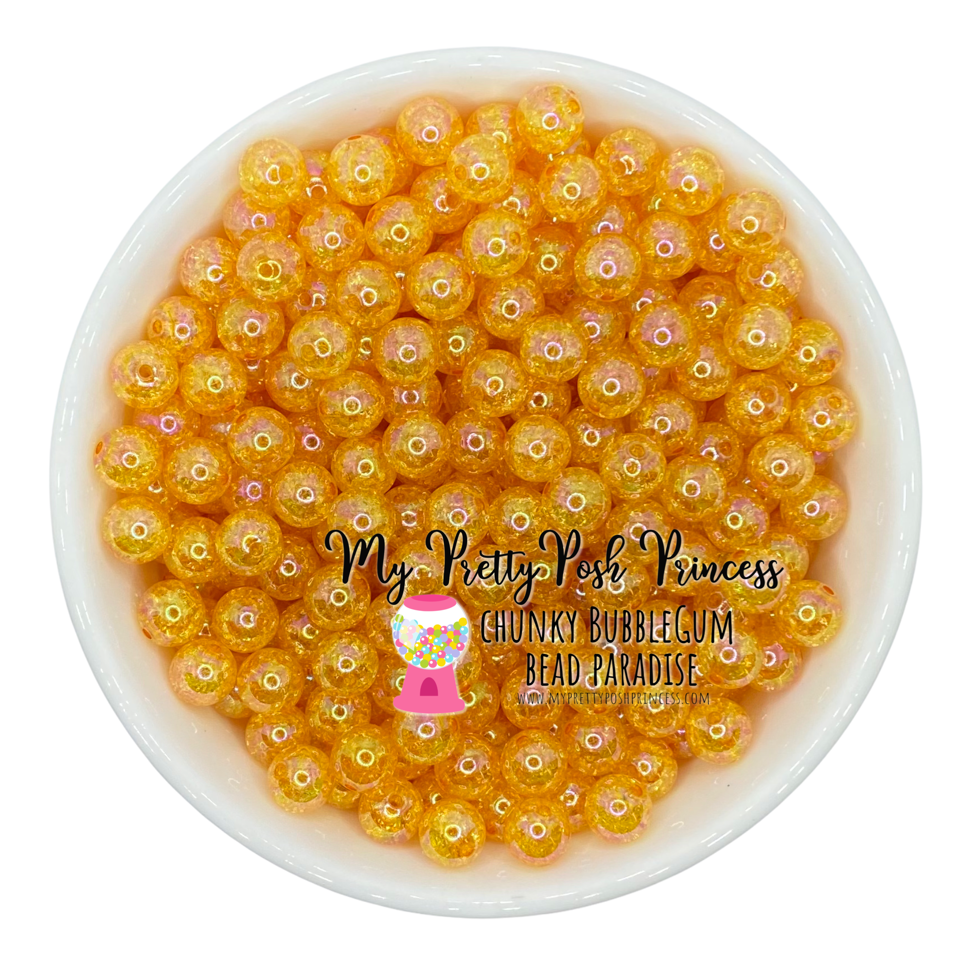 20mm Orange Crackle AB Bubblegum Beads